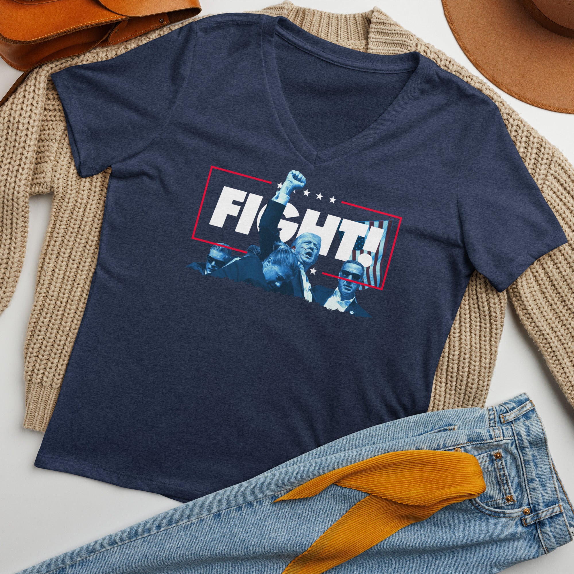 Trump Fight the Good Fight Women’s Relaxed v-neck T-shirt