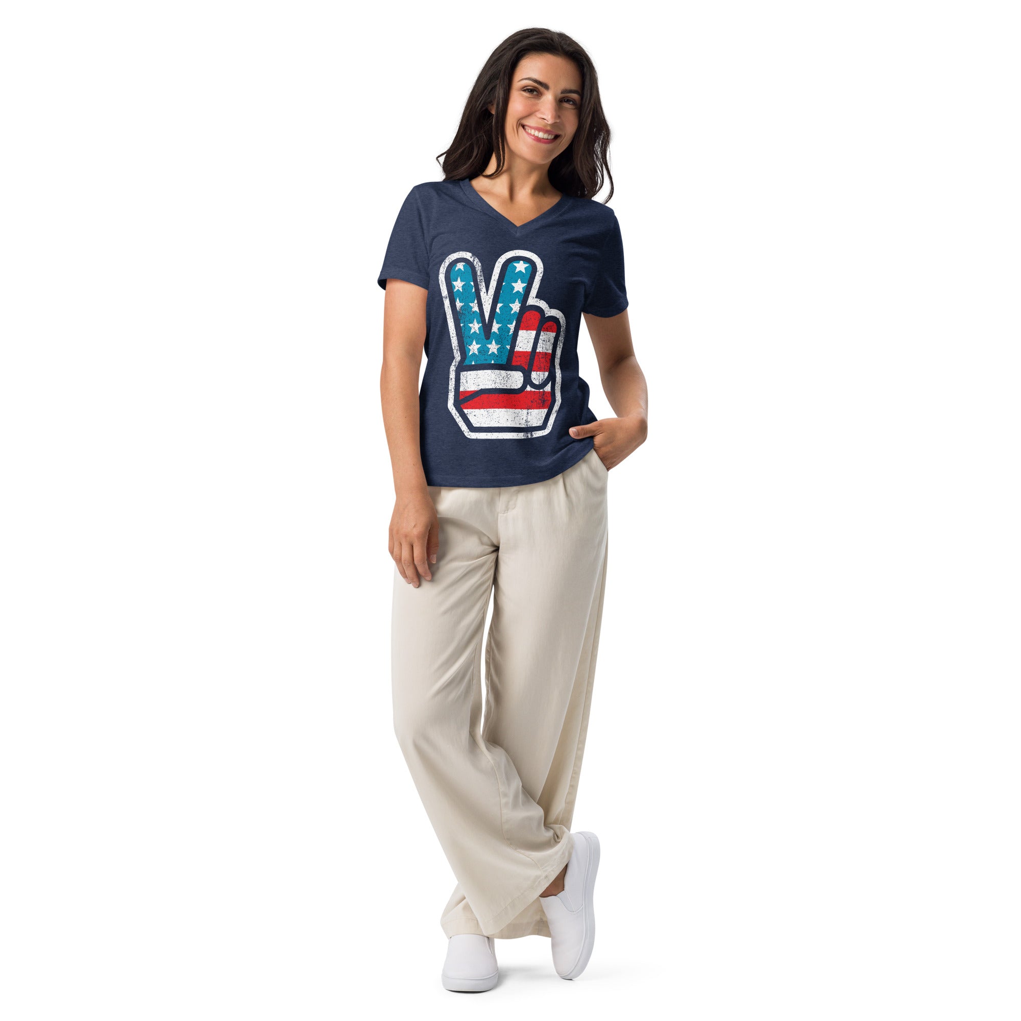 American Peace Women’s Relaxed V-neck T-shirt