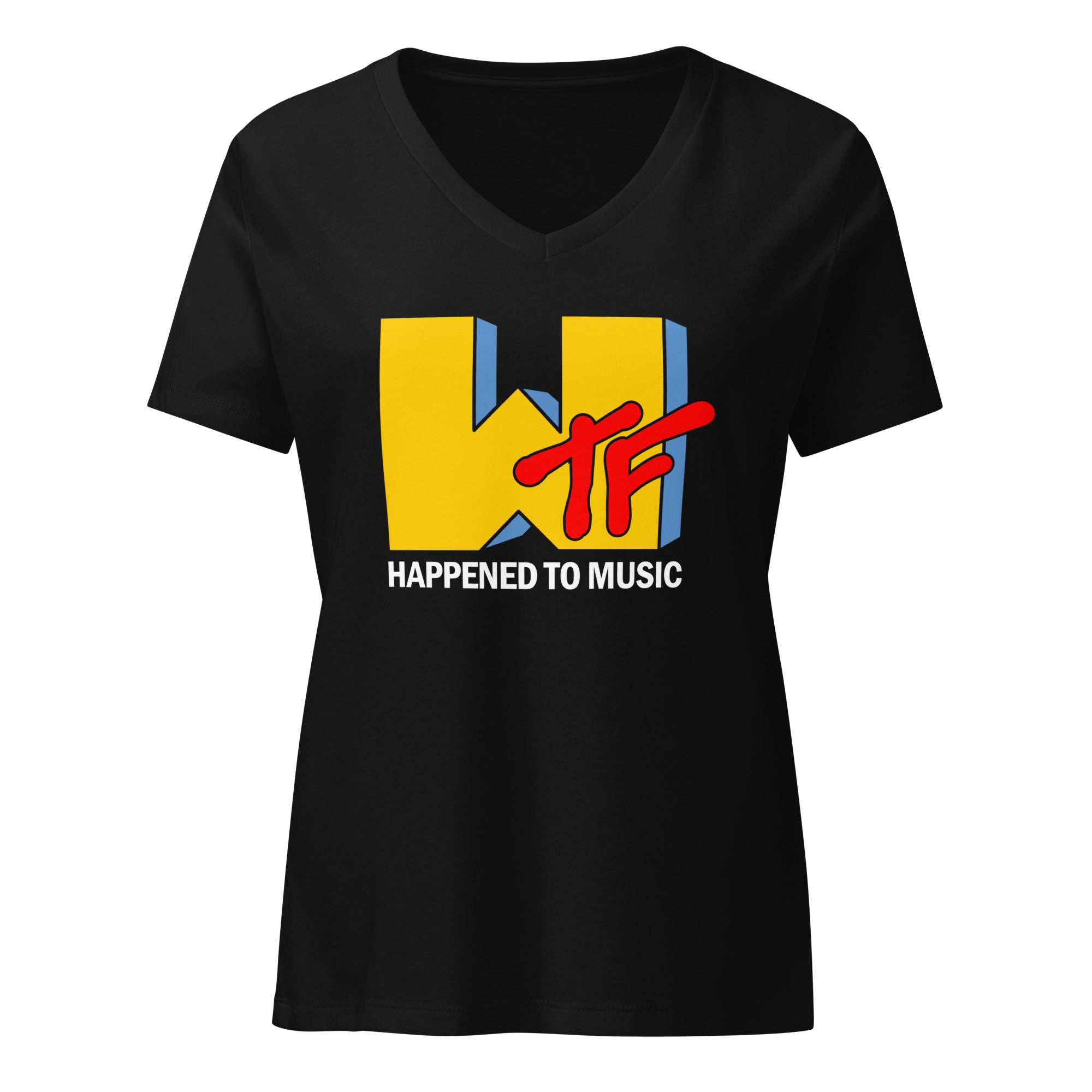 WTF Happened To Music Women’s Relaxed V-neck T-shirt