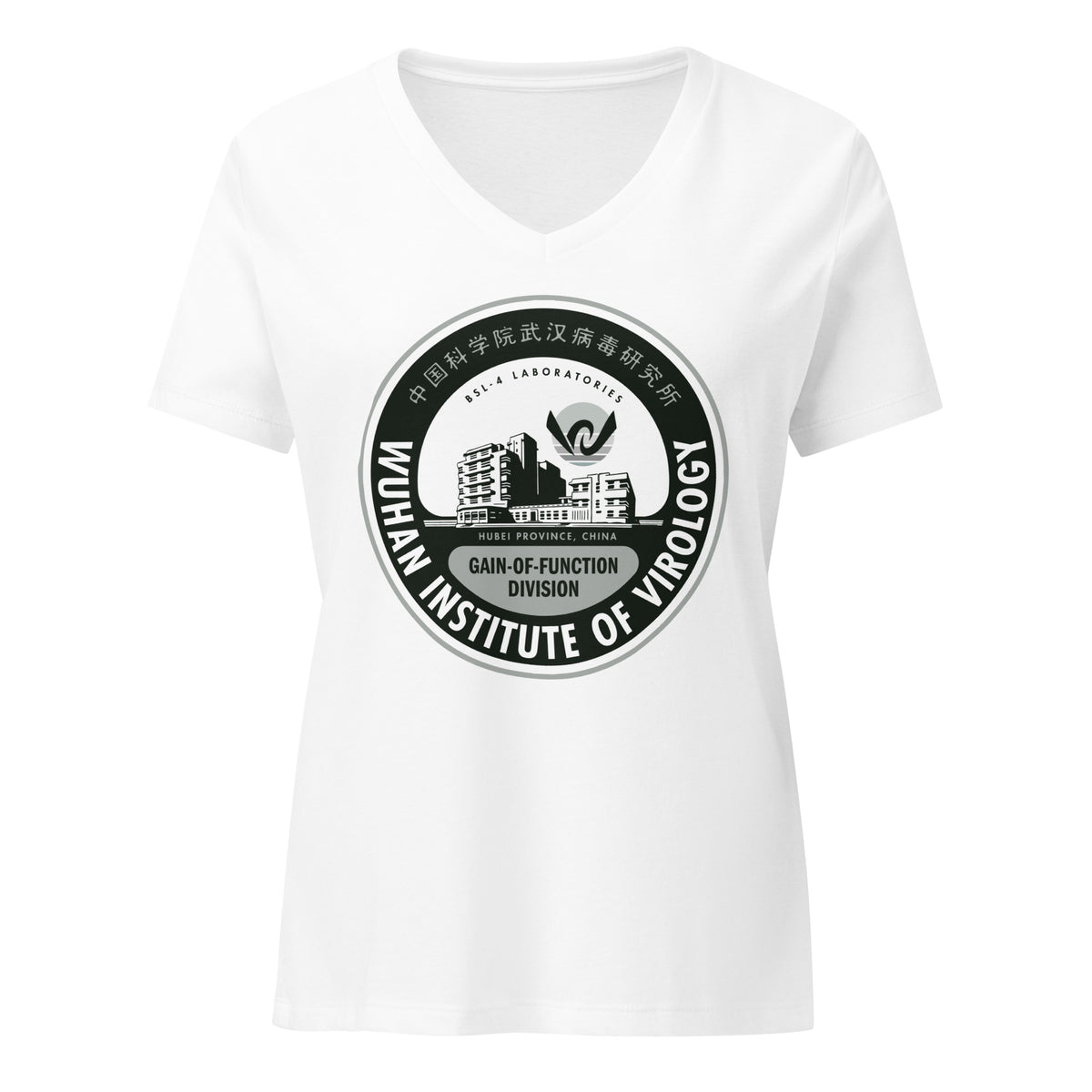 Wuhan Institute of Virology Parody Women’s Relaxed V-neck T-shirt