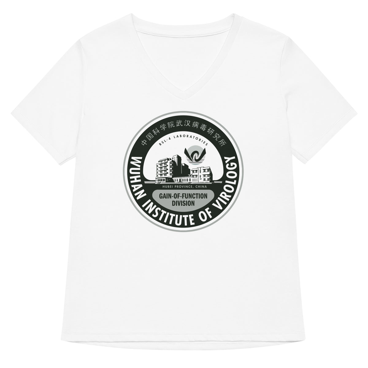 Wuhan Institute of Virology Parody Women’s Relaxed V-neck T-shirt