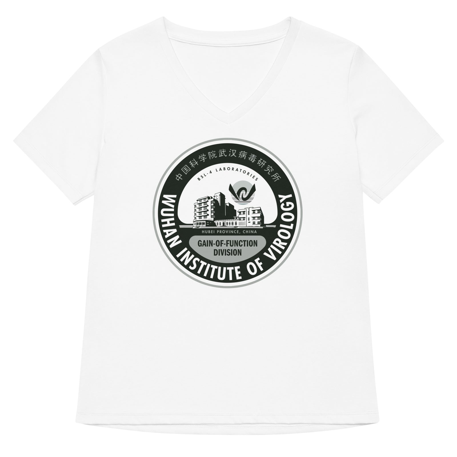 Wuhan Institute of Virology Parody Women’s Relaxed V-neck T-shirt
