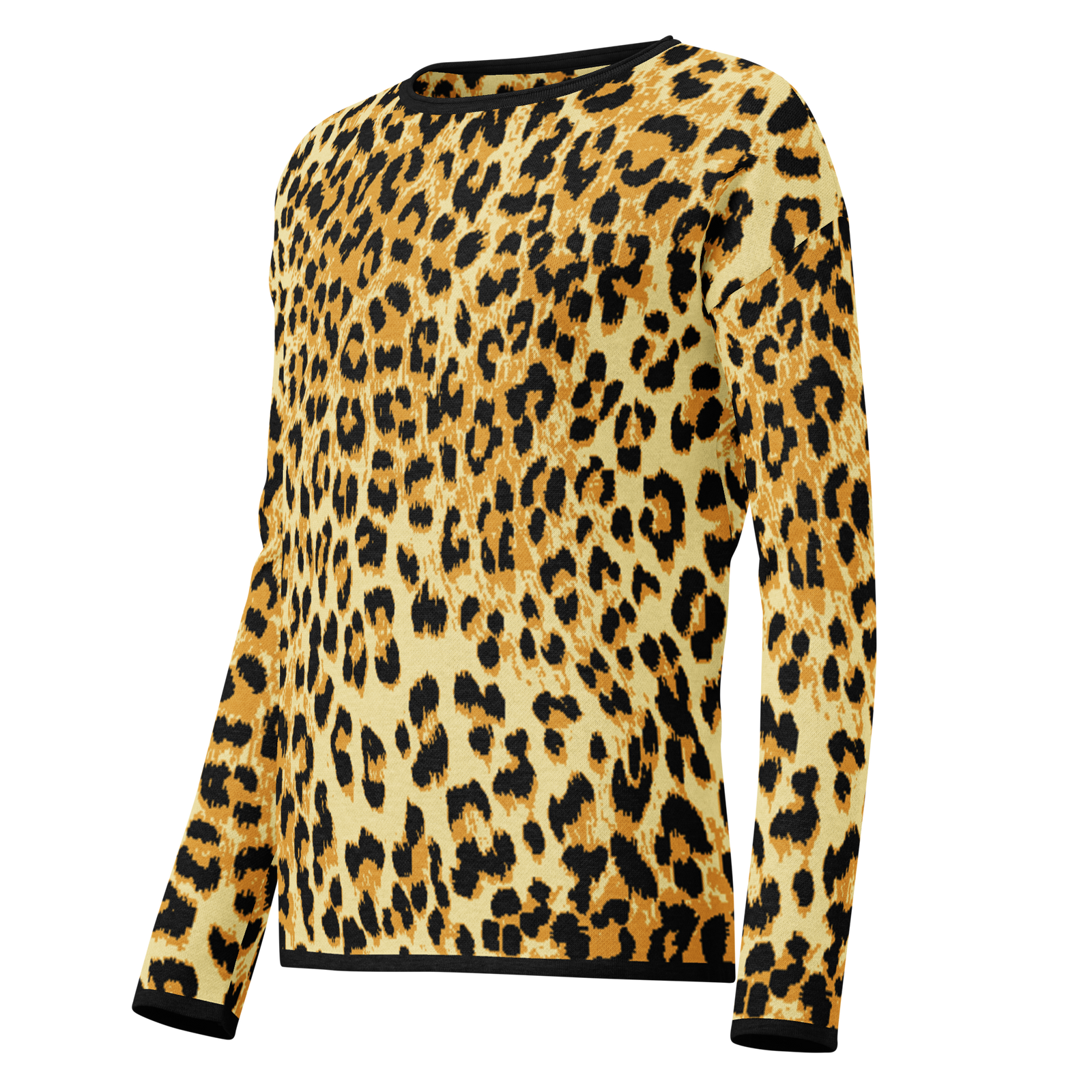 Leopard print long-sleeve top on a white background