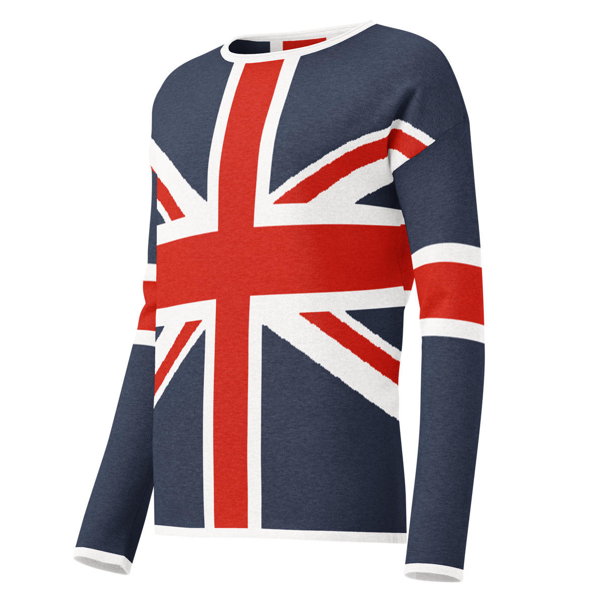 Sweater with Union Jack design on a white background