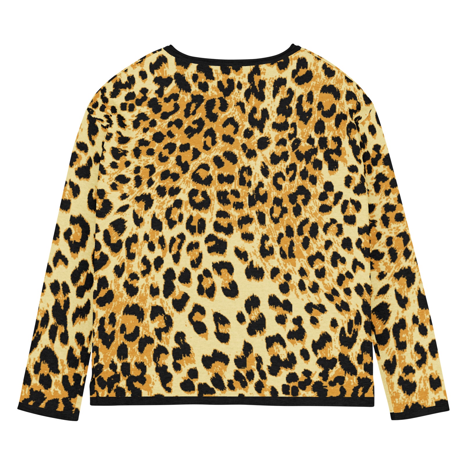 Leopard print sweater on a white background