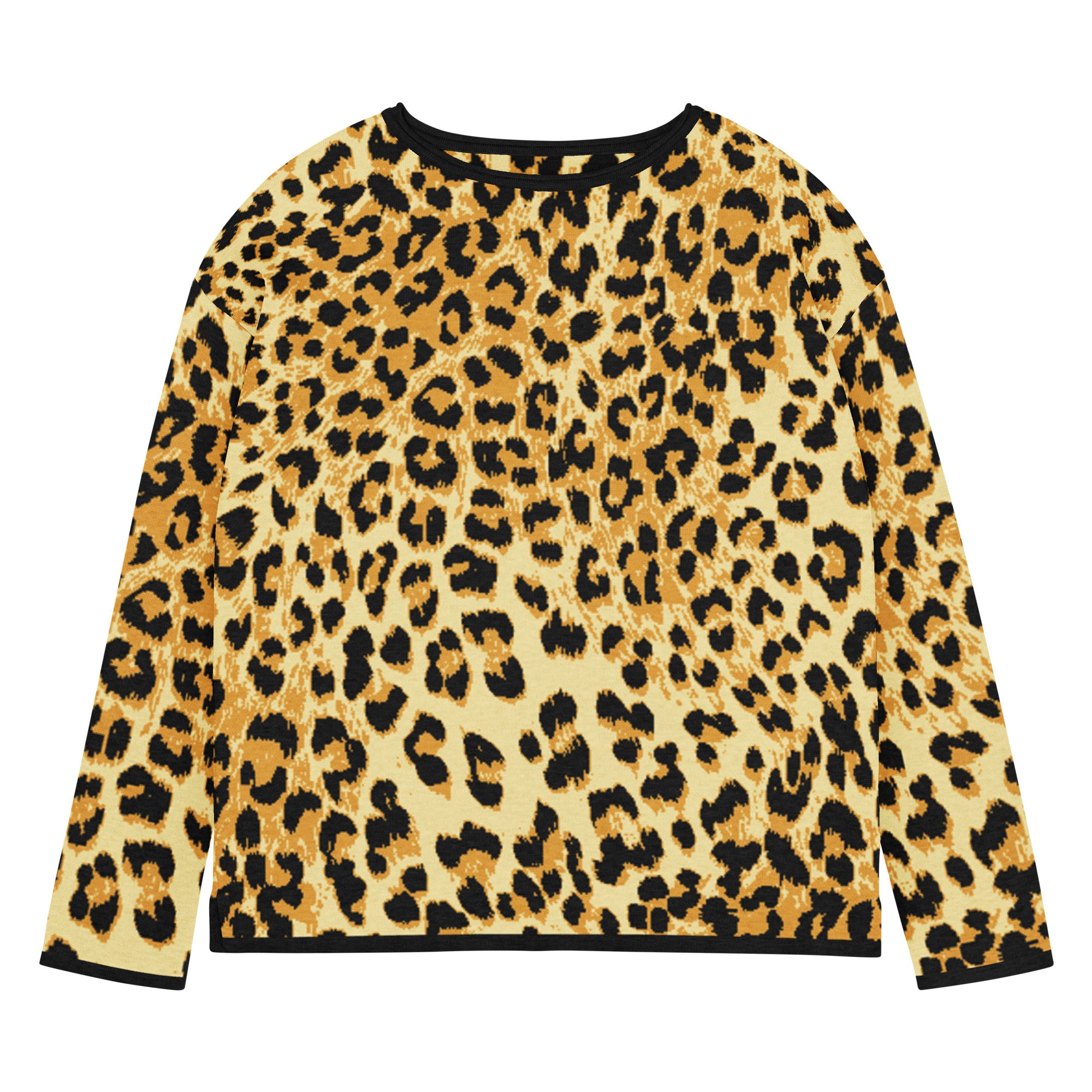 Leopard Print Women’s Straight Bottom Knitted Sweater
