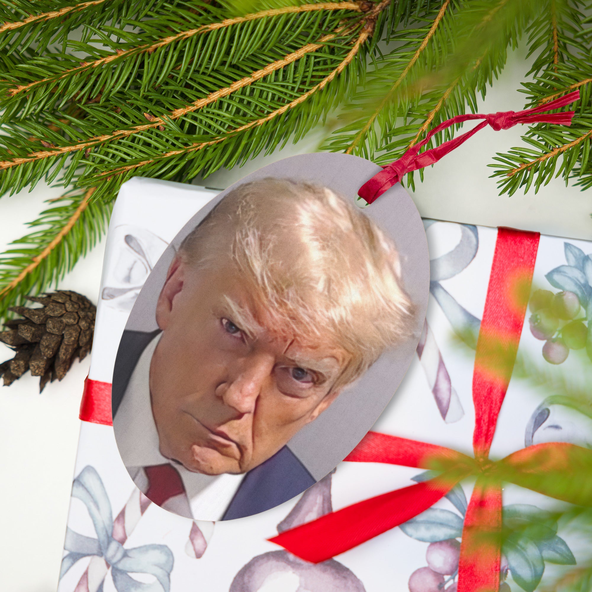 Trump Mugshot Wooden Ornaments