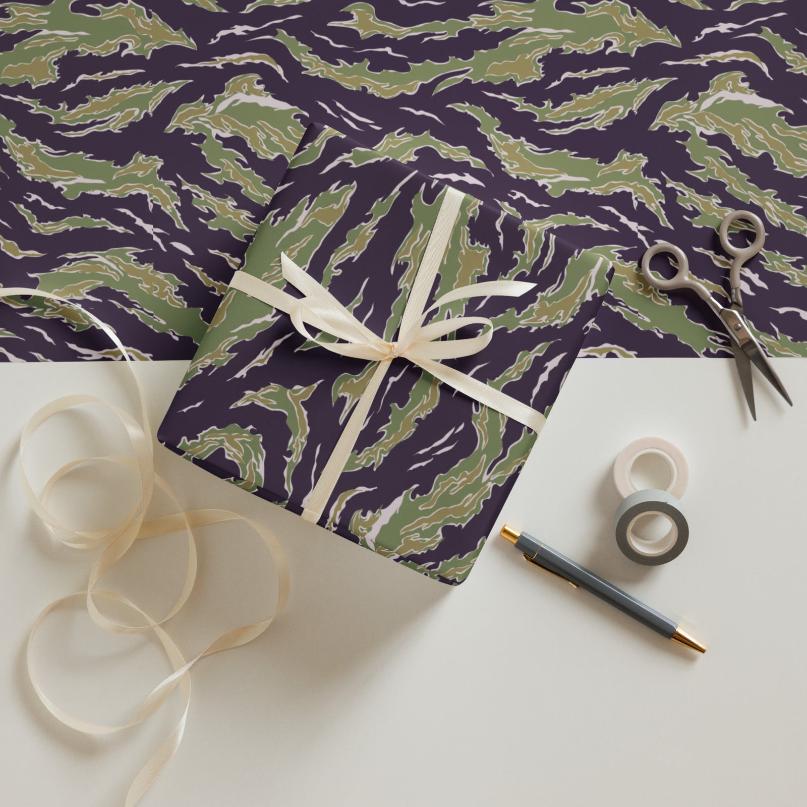 Tiger Strip Camo Wrapping Paper