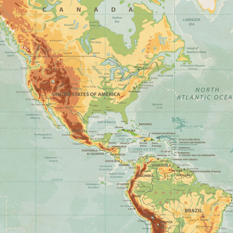 Vintage World Map Hand Stretched Canvas