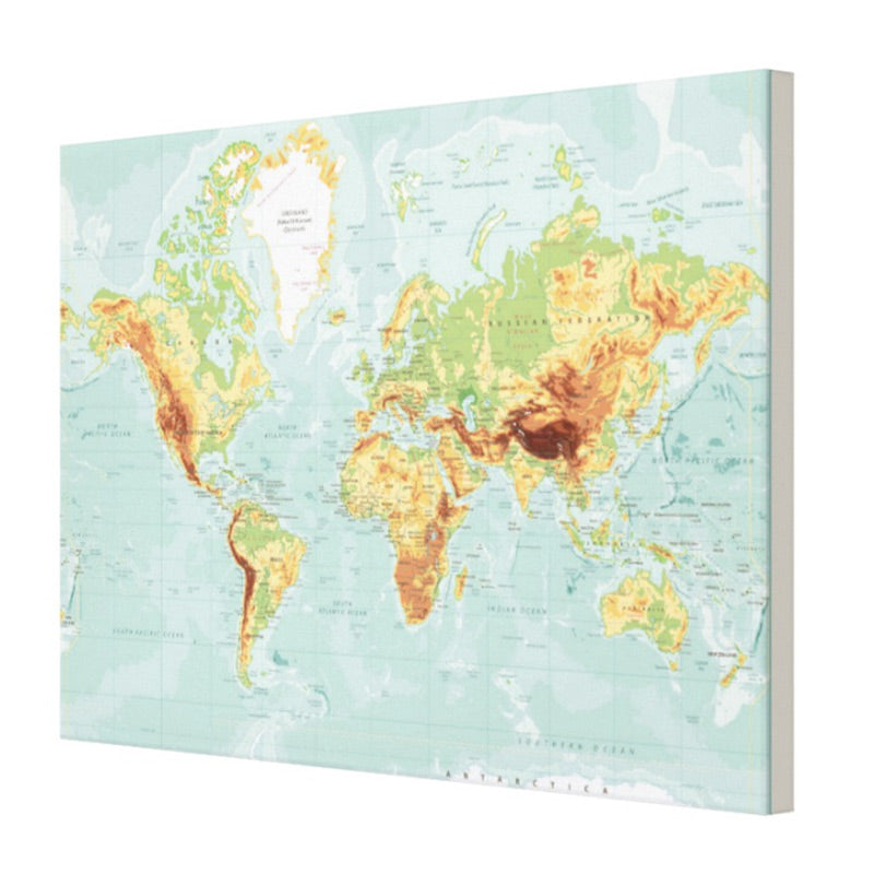 Large World Map Canvas