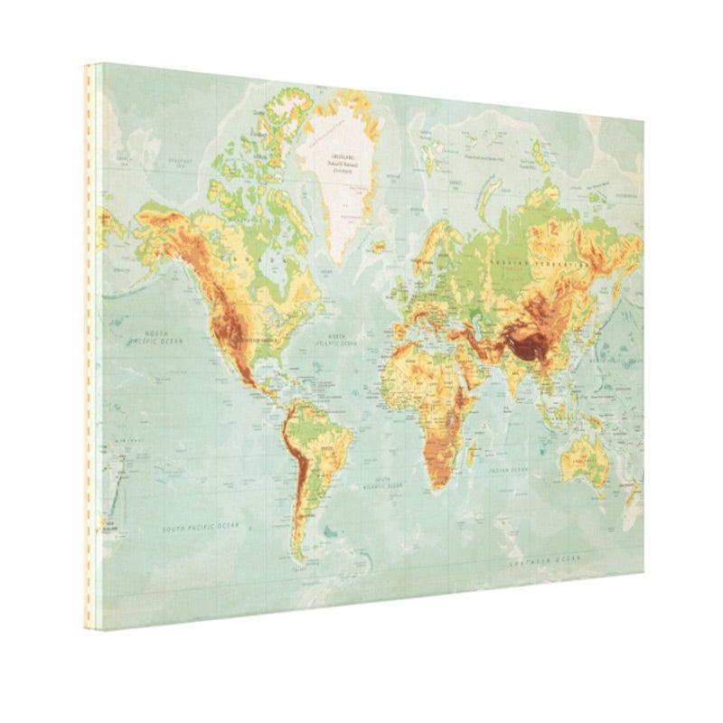 Vintage World Map Hand Stretched Canvas