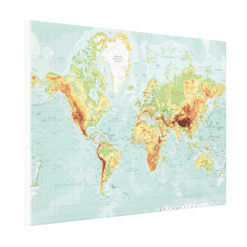 Large World Map Canvas