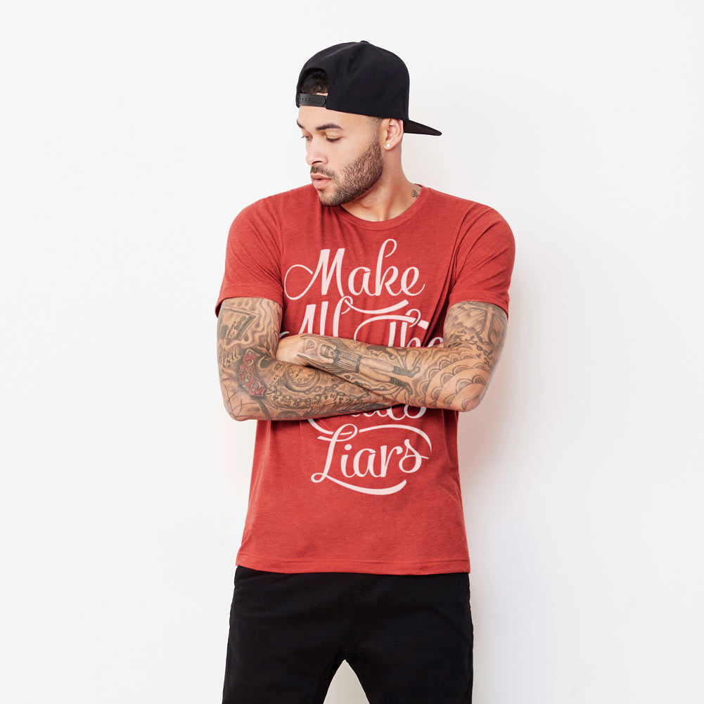 Make All the Critics Liars Triblend Typographic T-Shirt in Red by Liberty Maniacs