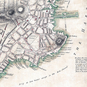 Colonial Boston Vintage 1775 Map Print