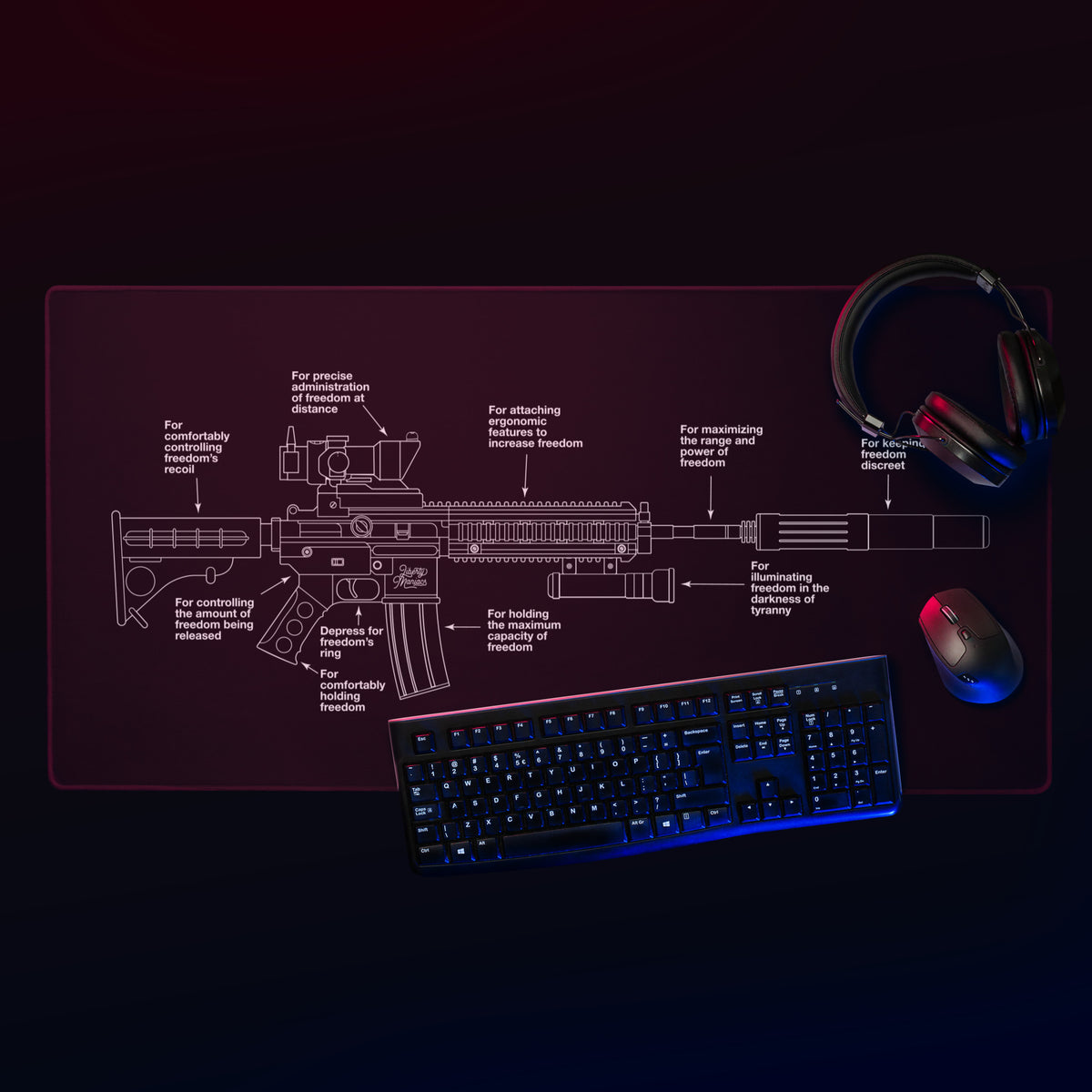 Components of Freedom Gaming Mat