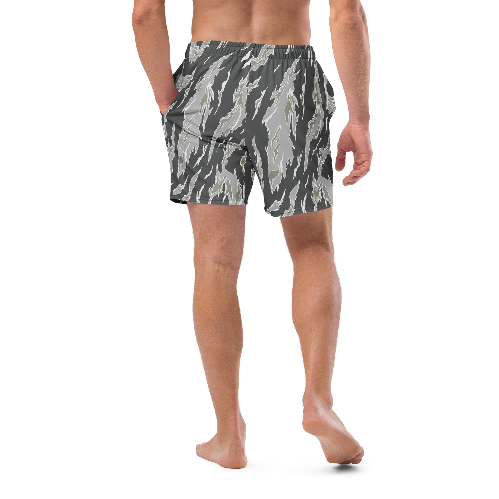 Drab Tiger Stripe Camo Men's Swim Trunks