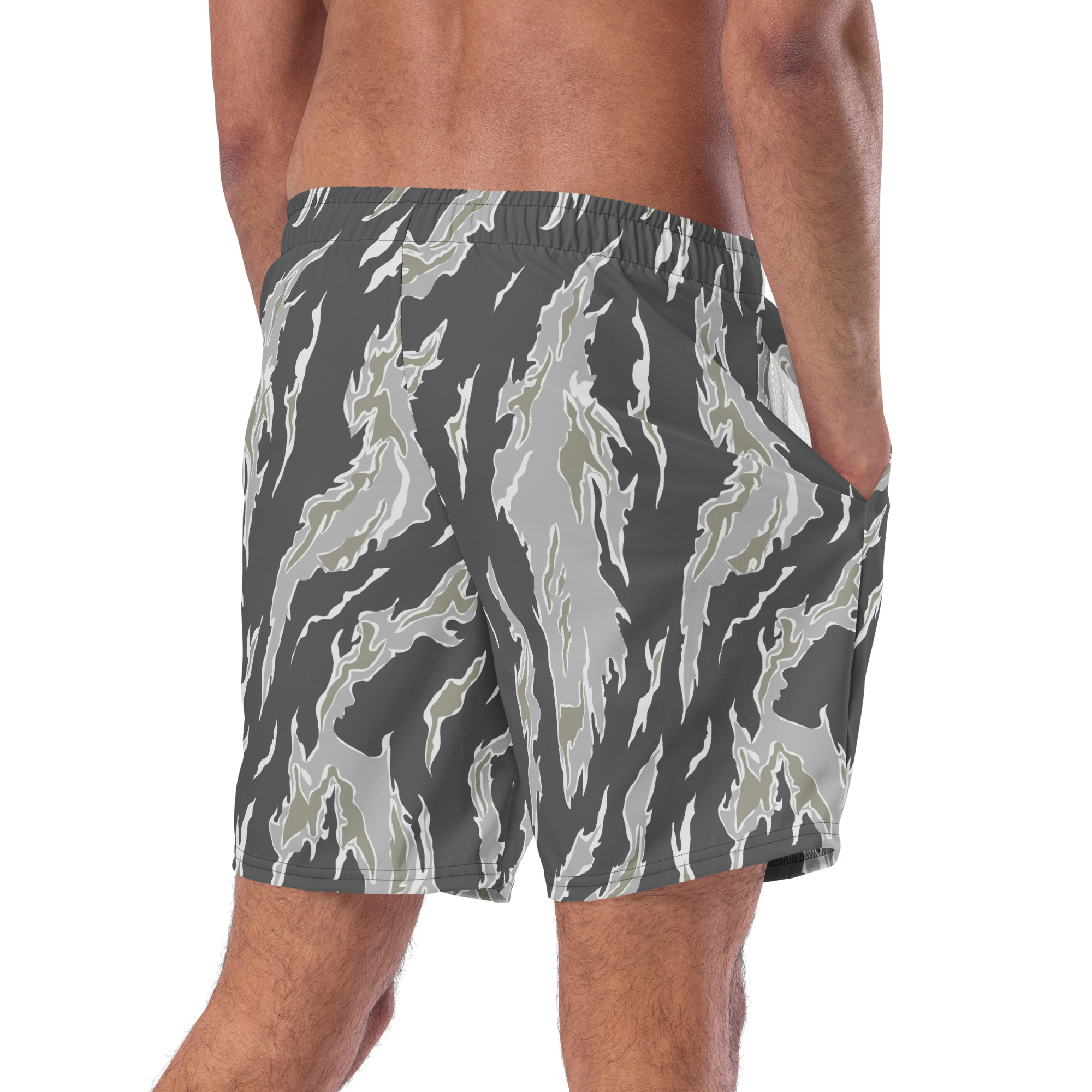 Drab Tiger Stripe Camo Men's Swim Trunks