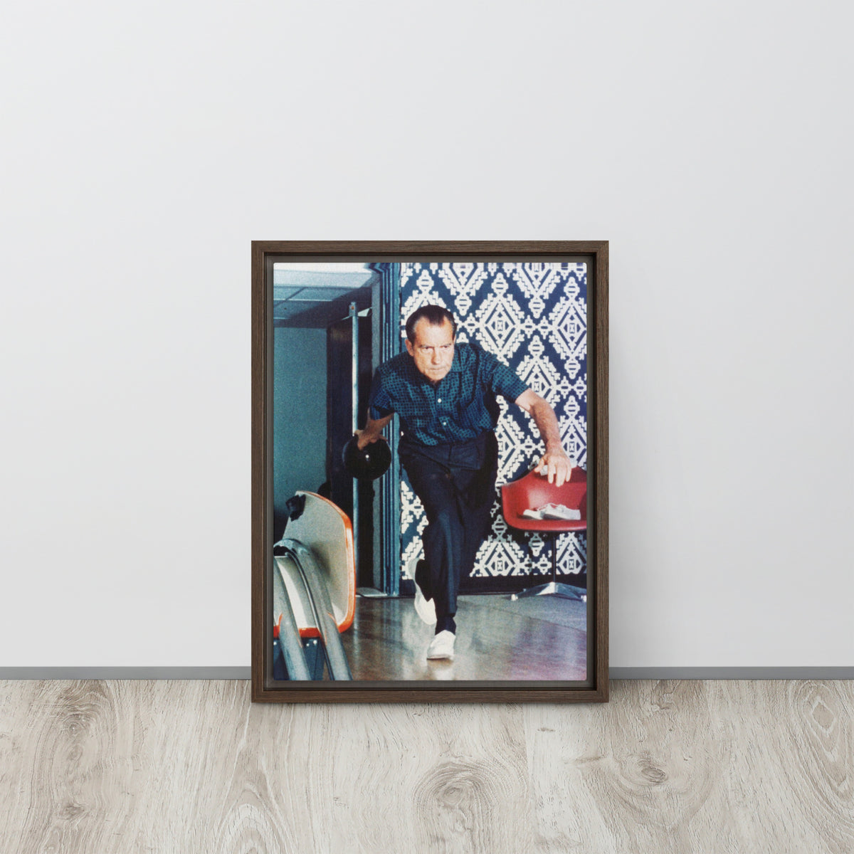 President Nixon Bowling Framed Canvas