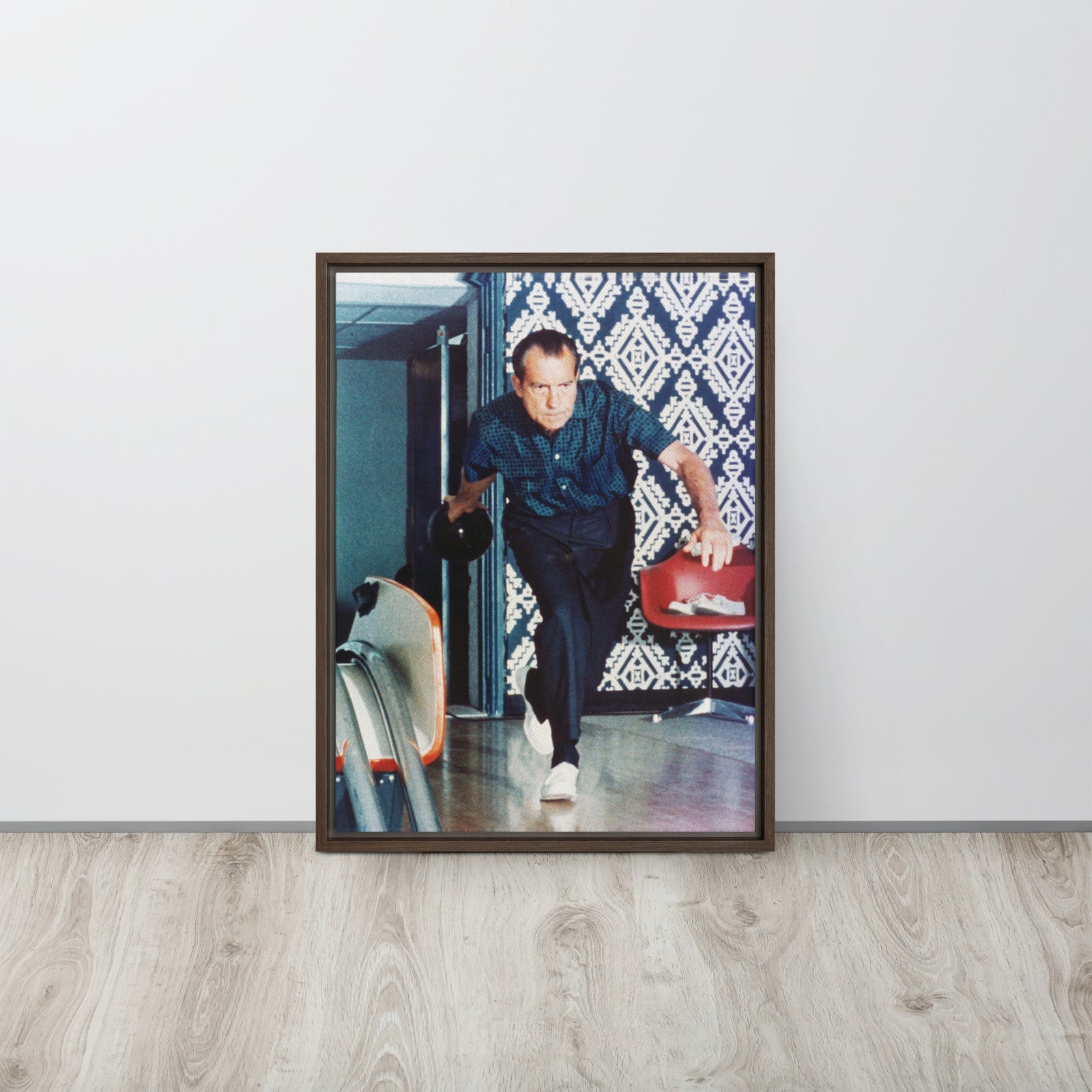 President Nixon Bowling Framed Canvas