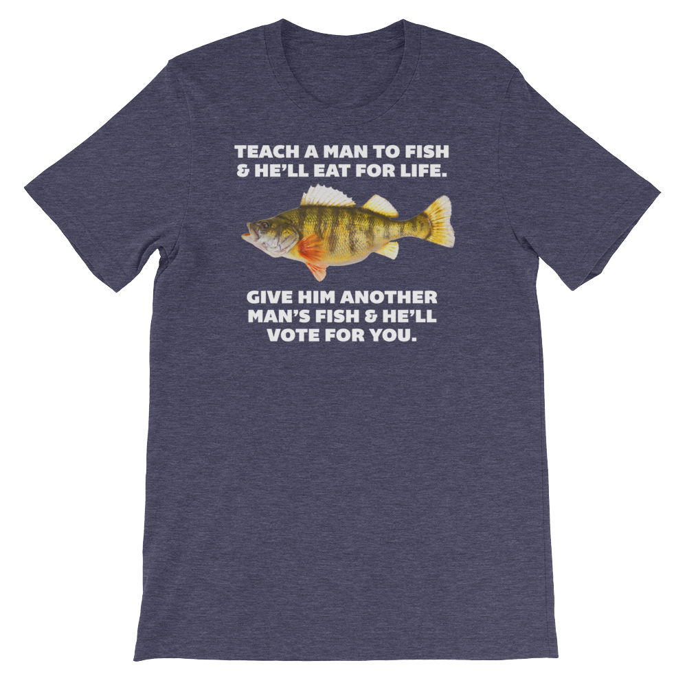 Teach A Man to Fish Heather Blue T-Shirt Vintage Heather Navy / M
