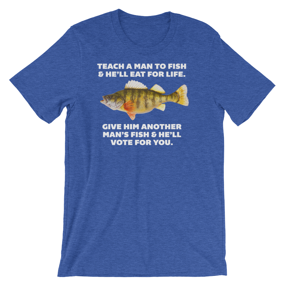 Teach A Man To Fish Heather Blue T-shirt