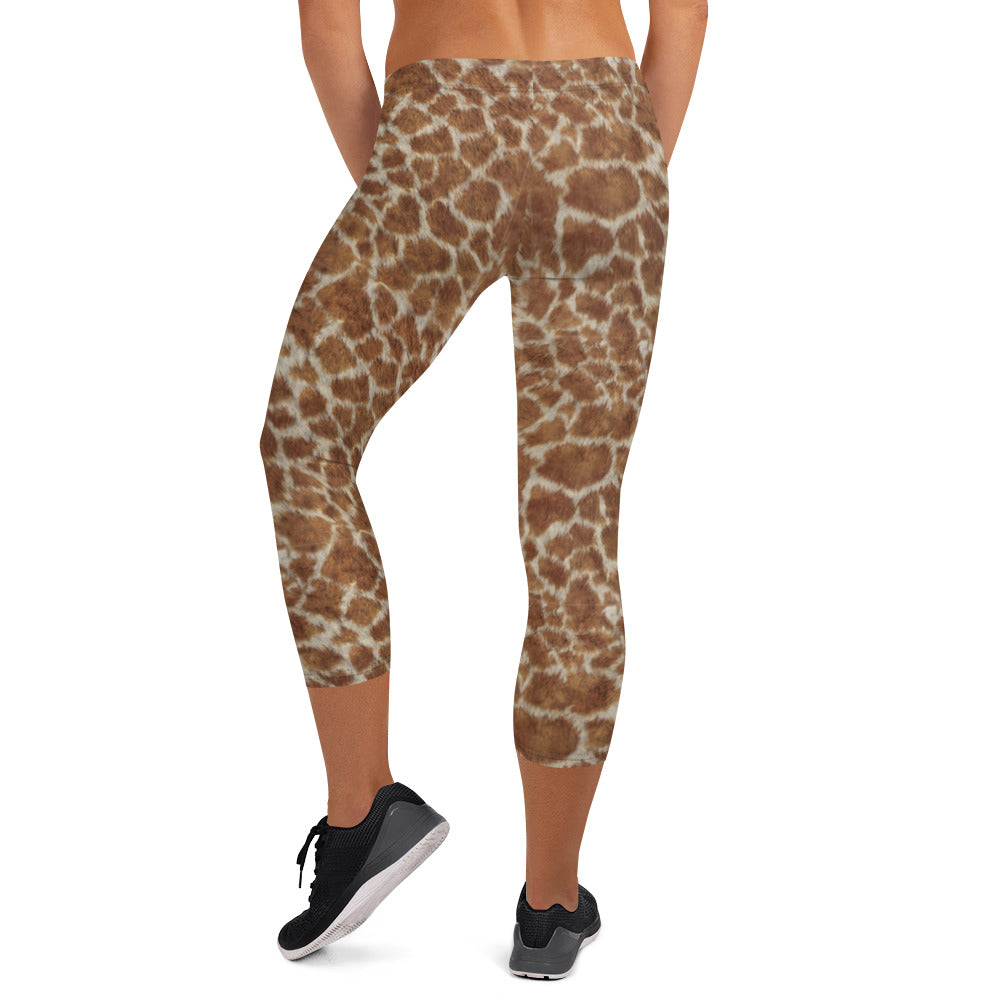 Giraffe Print Capri Leggings