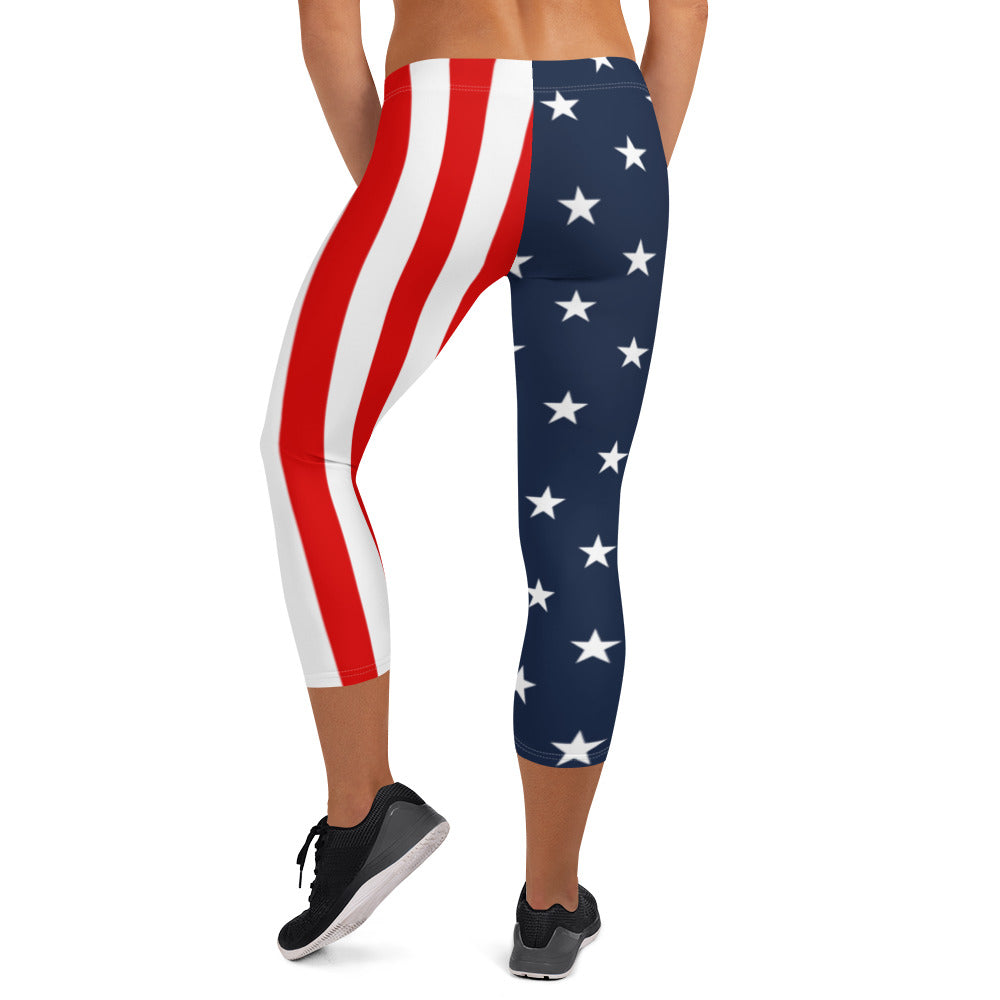 American Flag Capri Leggings