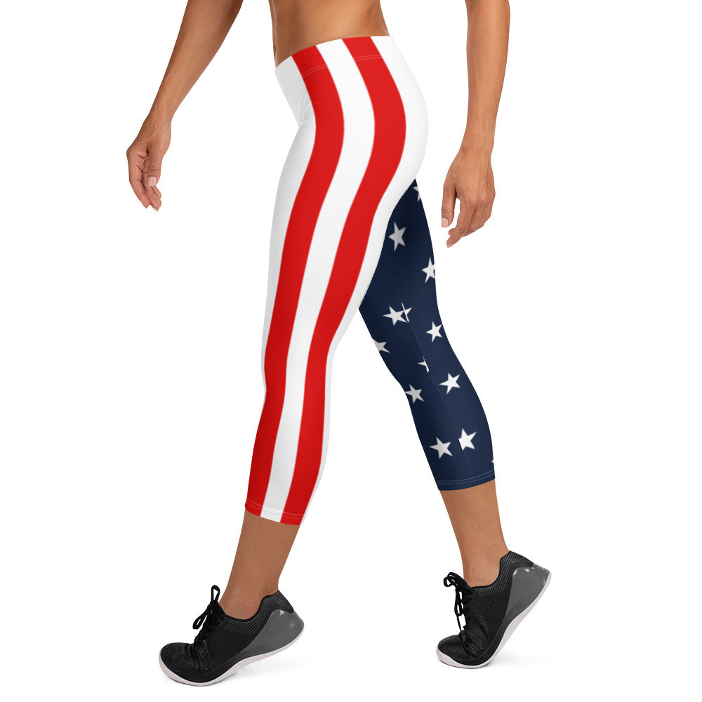 American Flag Capri Leggings