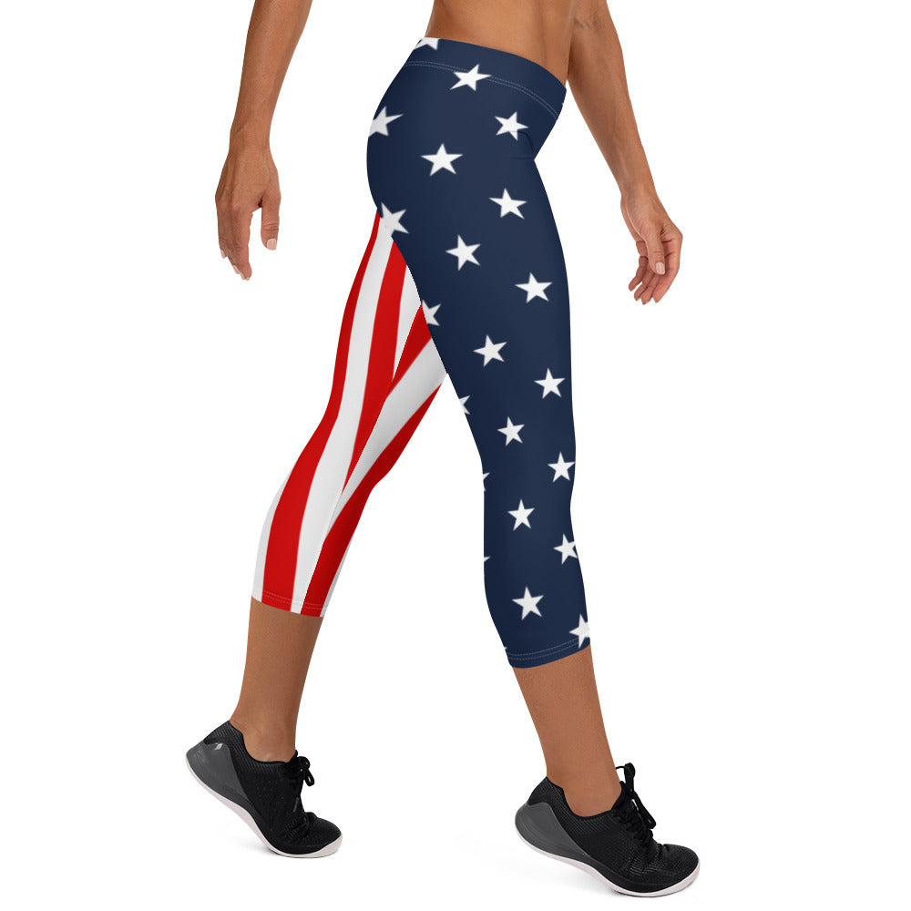American Flag Capri Leggings