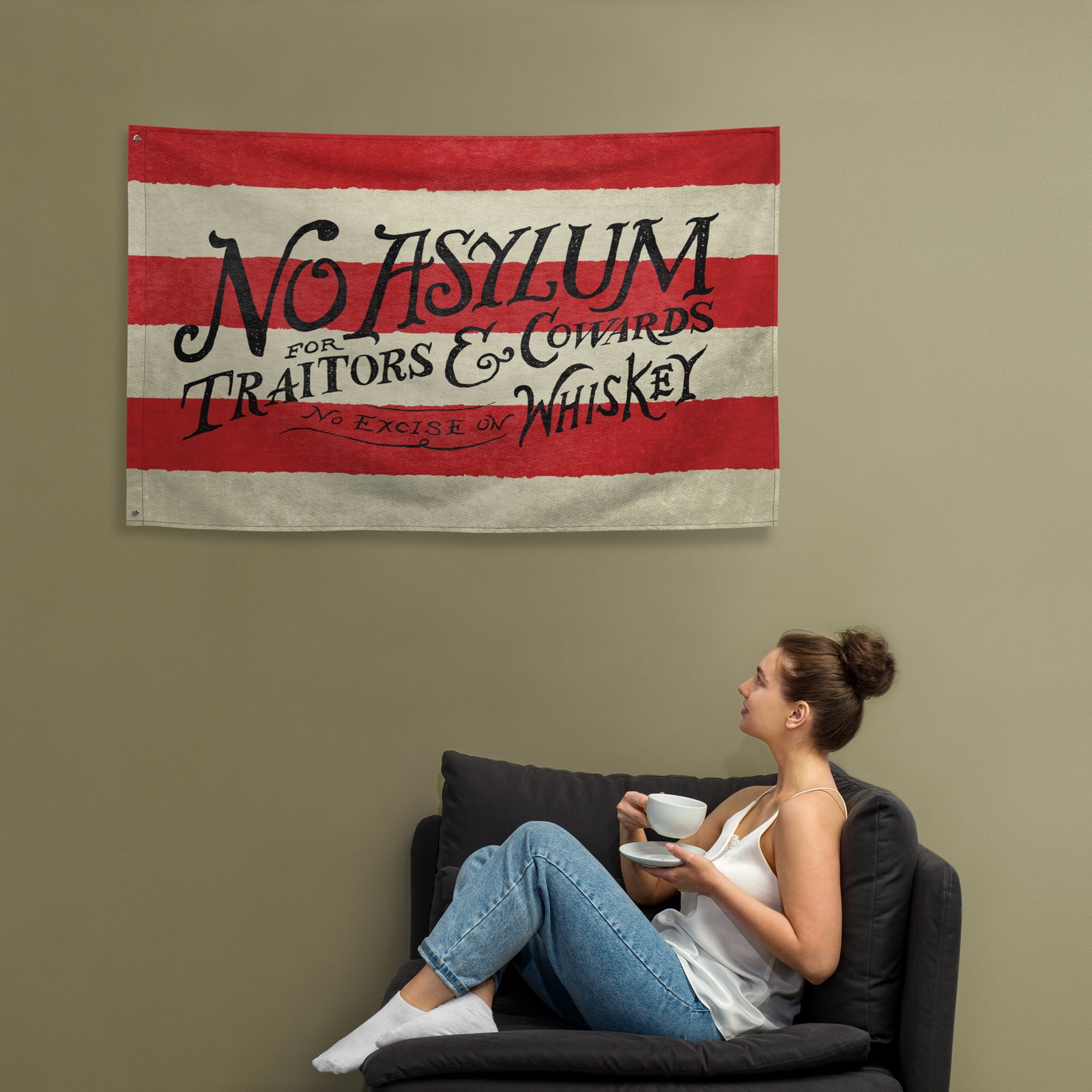 Whiskey Rebellion No Asylum Wall Flag