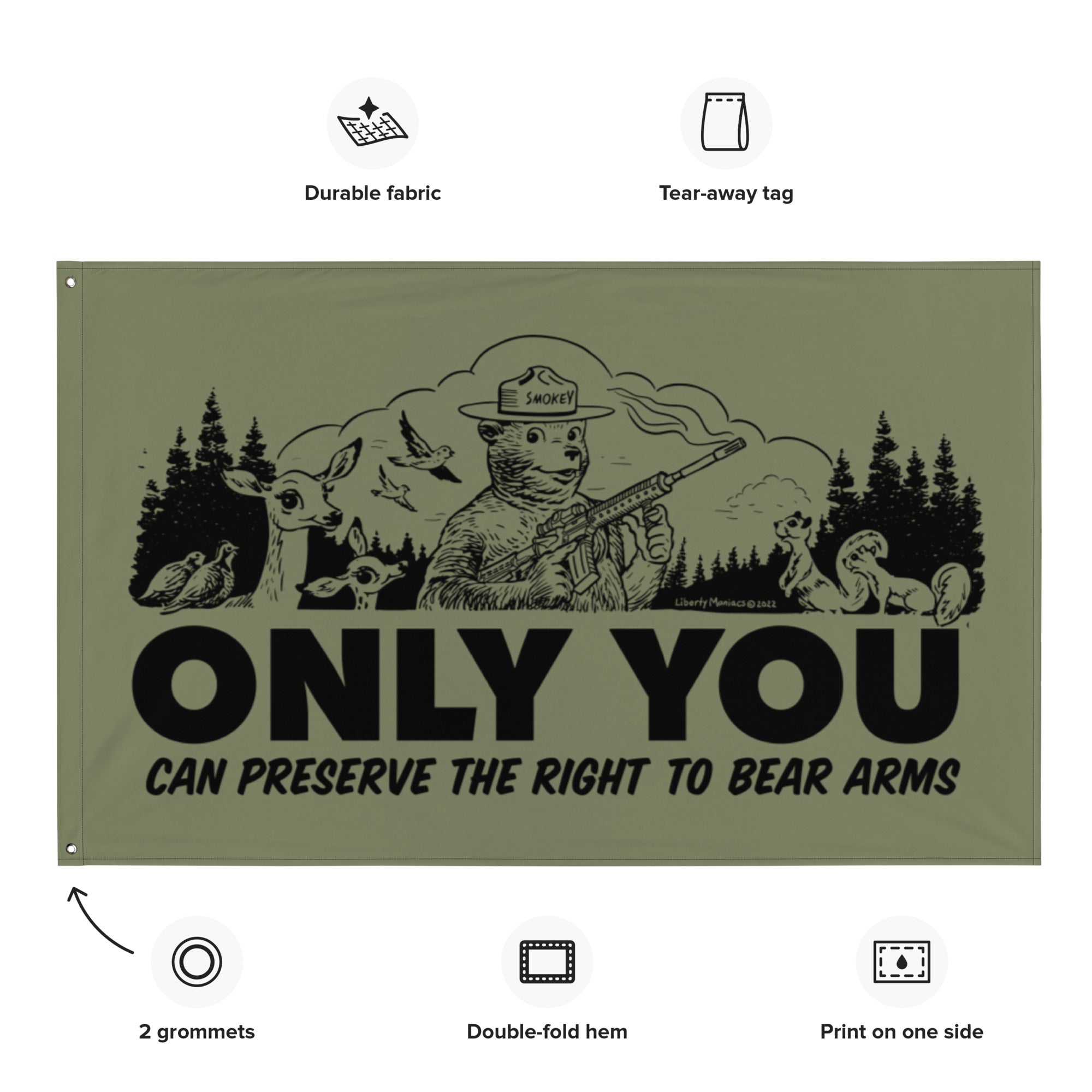 Only You Can Preserve the Right to Bear Arms Smokey Flag