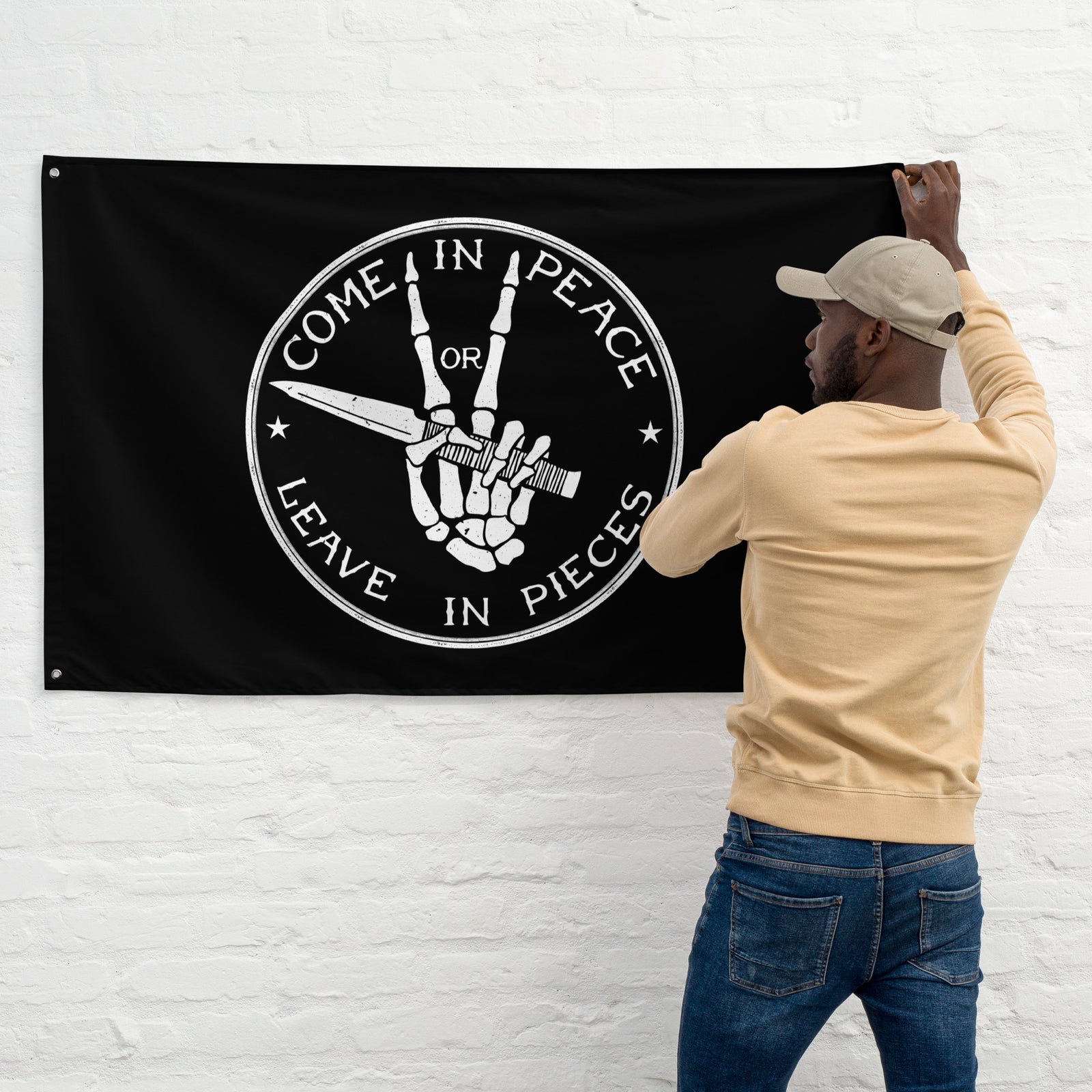 Come in Peace or Leave in Pieces Flag