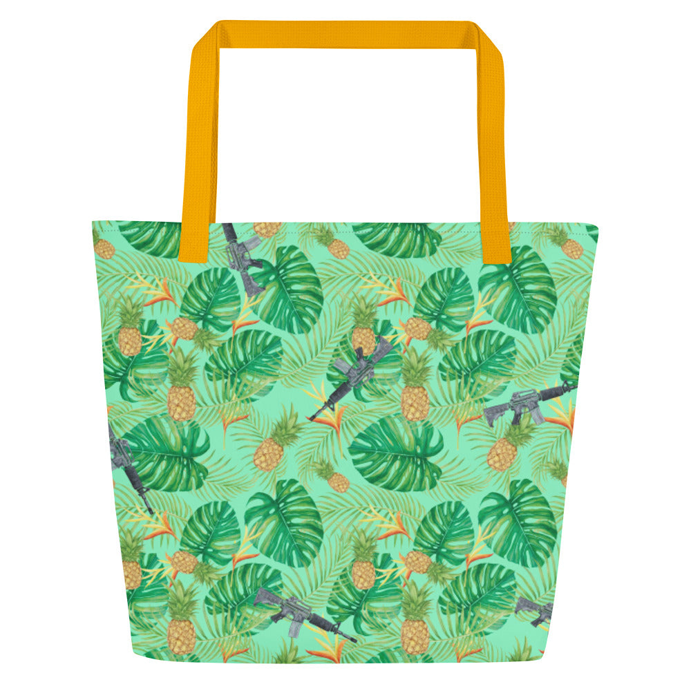 Pineapples and Carbines Hawaiian Large Beach Bag