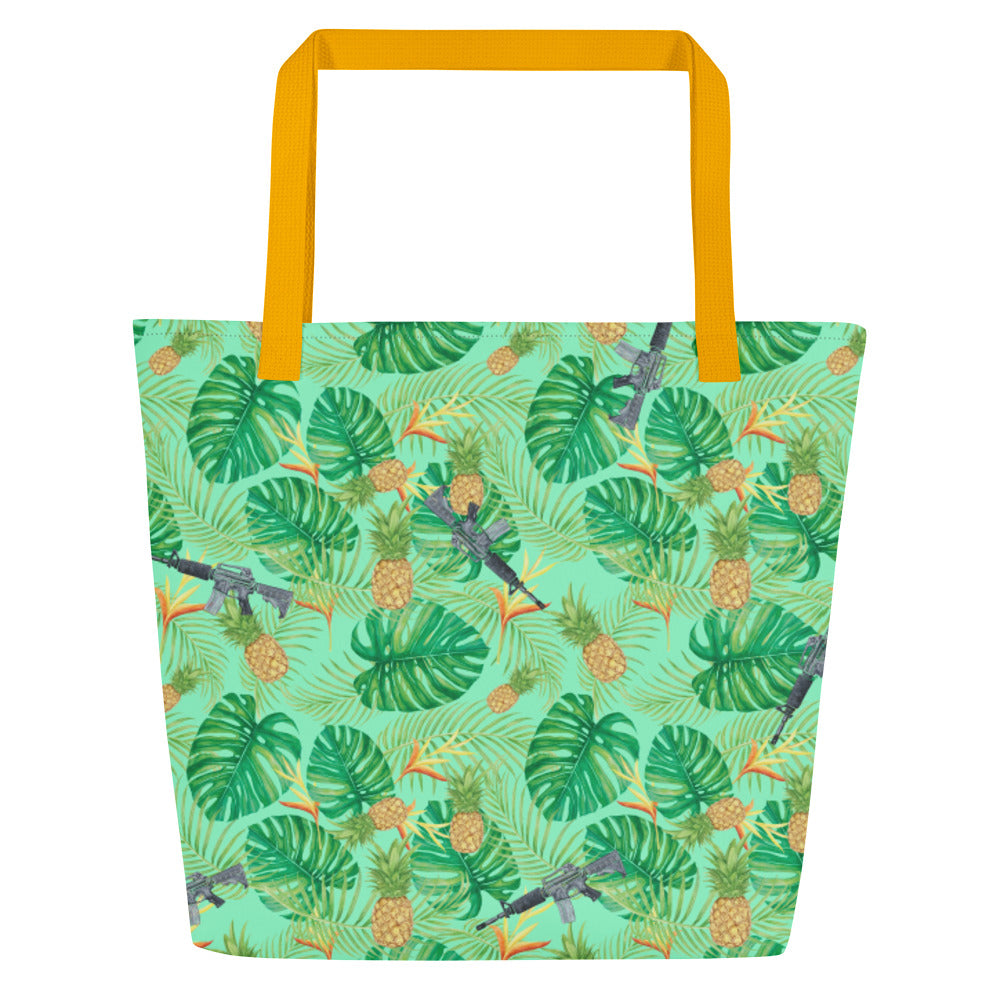 Pineapples and Carbines Hawaiian Large Beach Bag