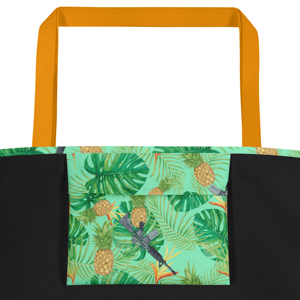 Pineapples and Carbines Hawaiian Large Beach Bag