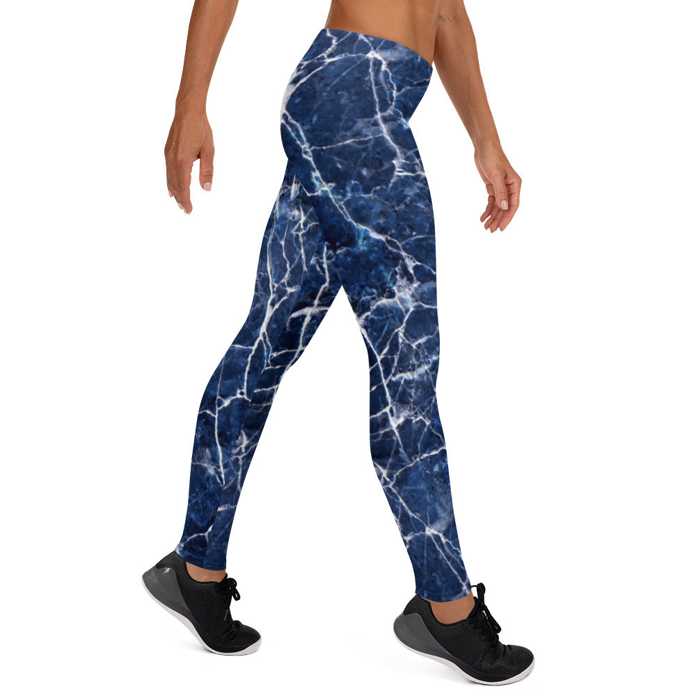 Blue Marble Pattern Leggings