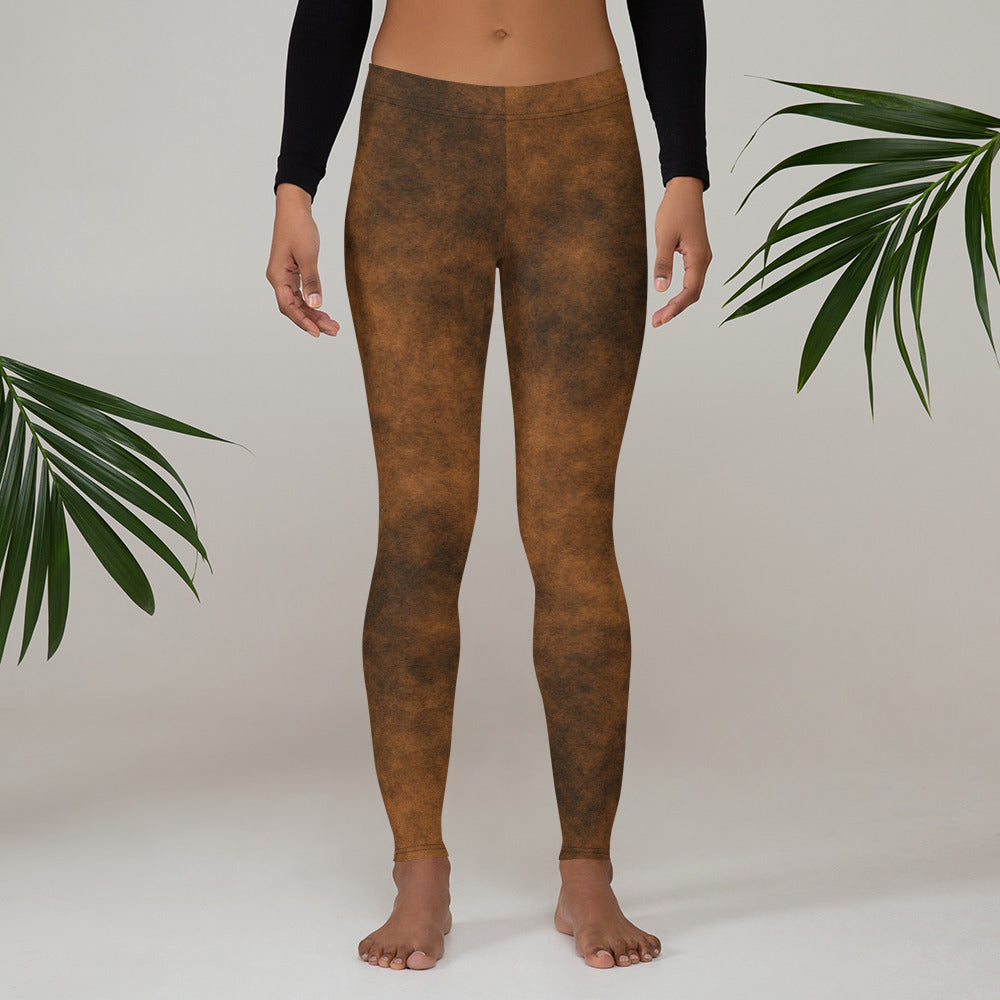 Distressed Brown Faux Leather Leggings - Liberty Maniacs