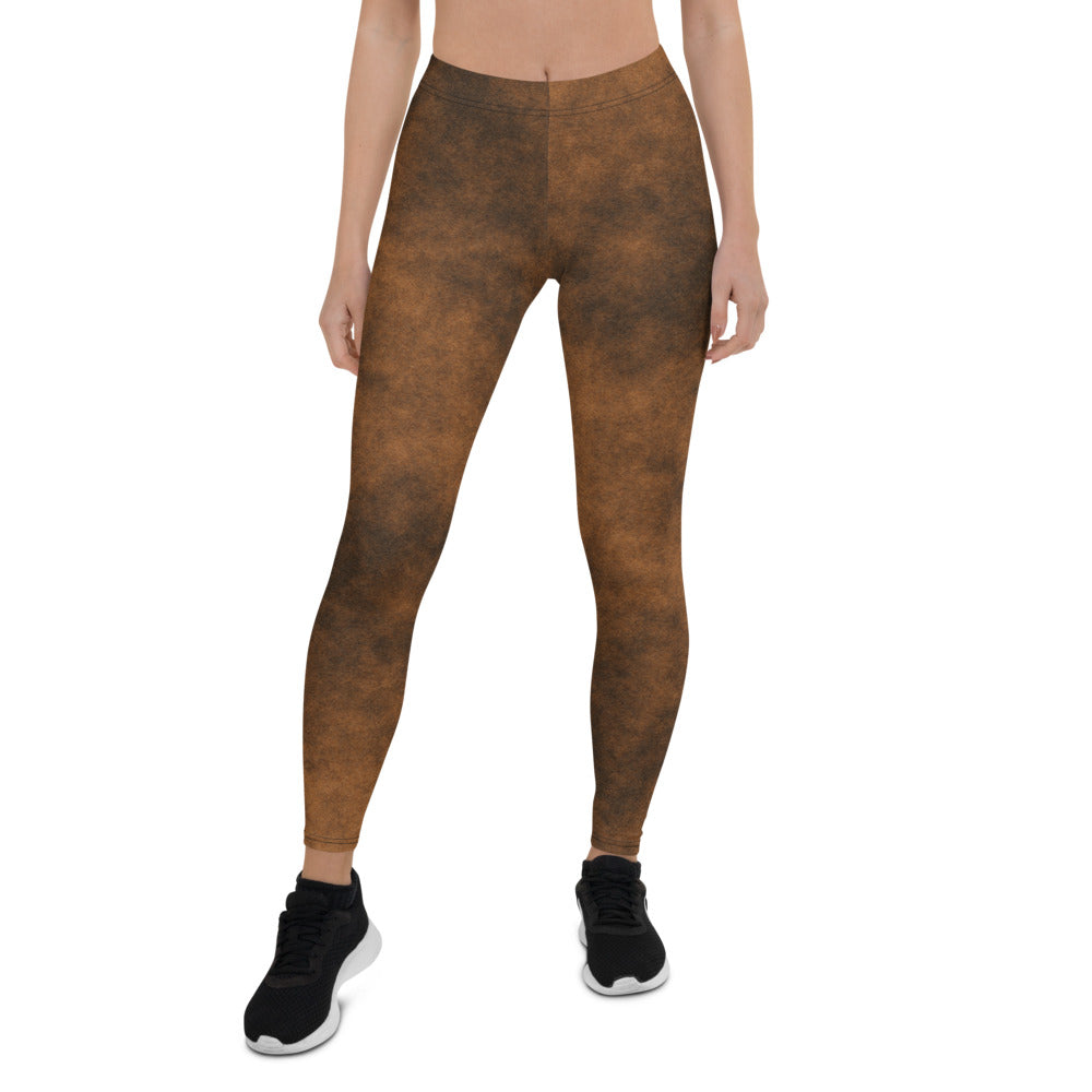Distressed Brown Faux Leather Leggings