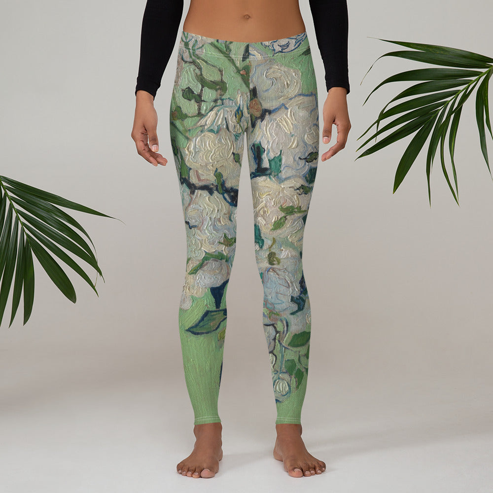 Vincent Van Gogh Roses Fine Art Leggings