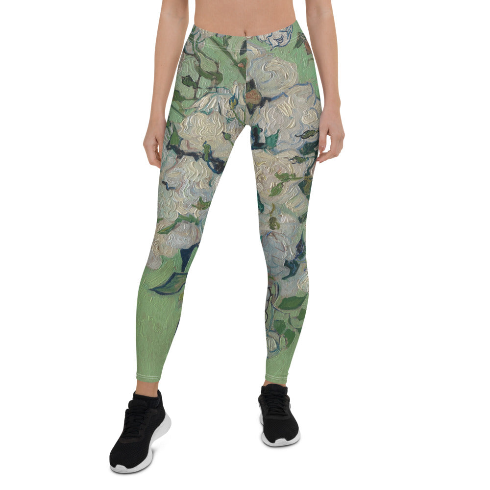 Vincent Van Gogh Roses Fine Art Leggings