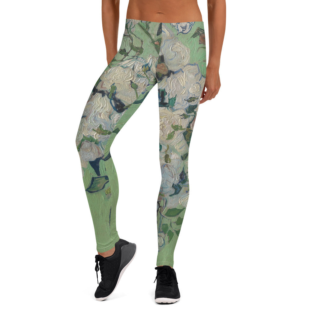 Vincent Van Gogh Roses Fine Art Leggings