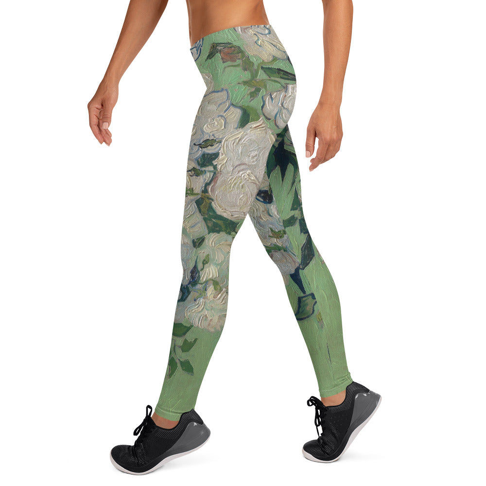 Vincent Van Gogh Roses Fine Art Leggings