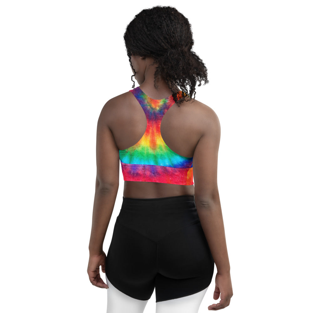 Tie Die Rainbow Longline sports bra