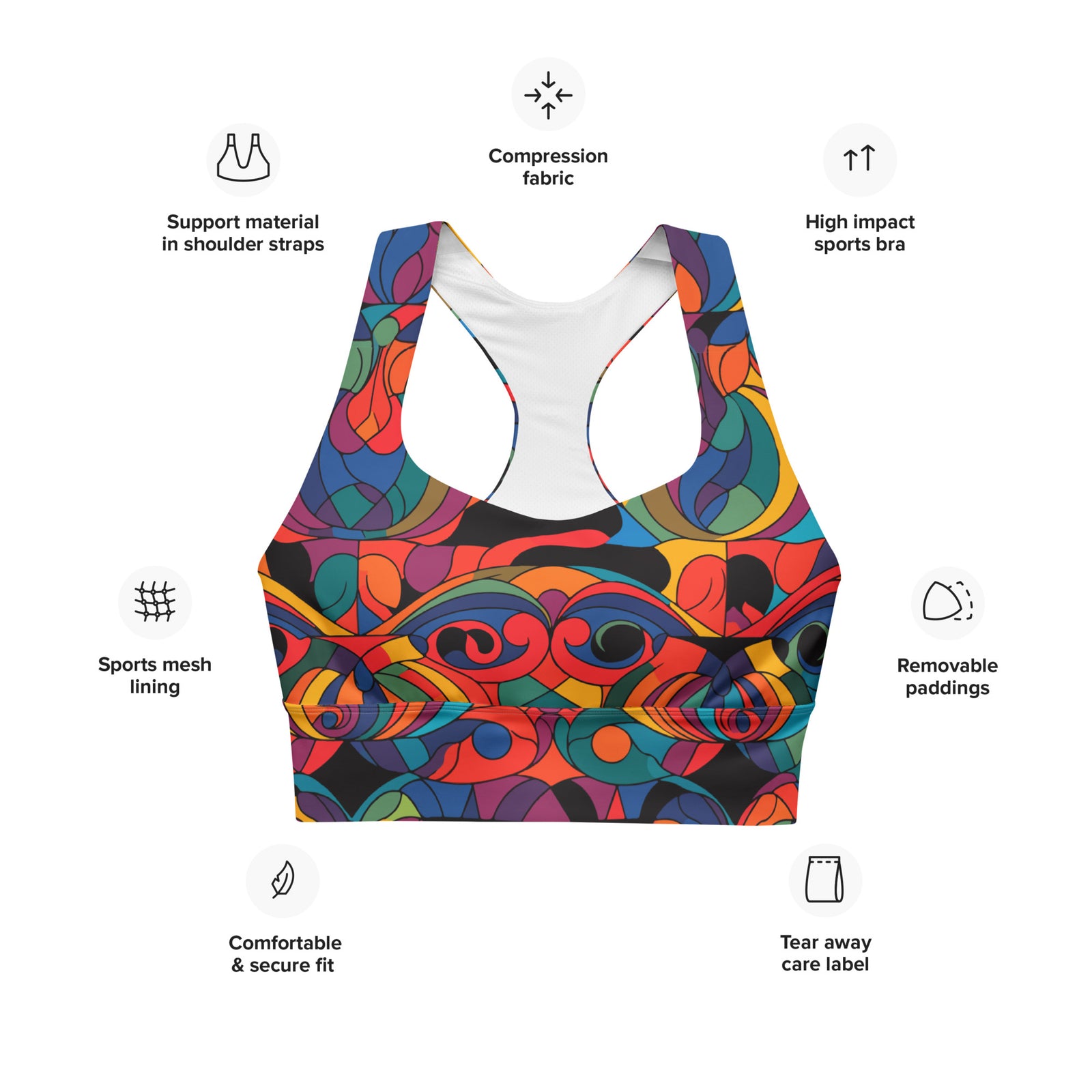 Kaleidoscopic Longline Sports Bra