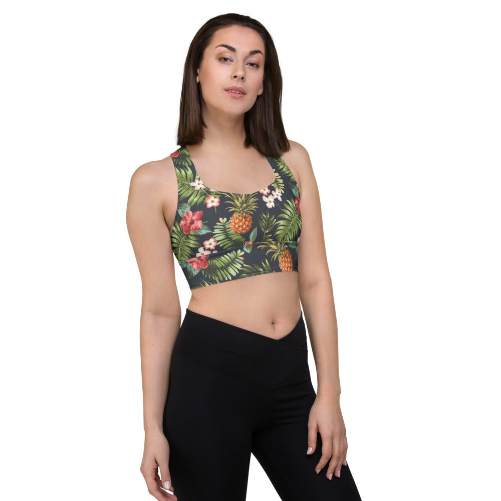 Hawaiian Print Longline sports bra