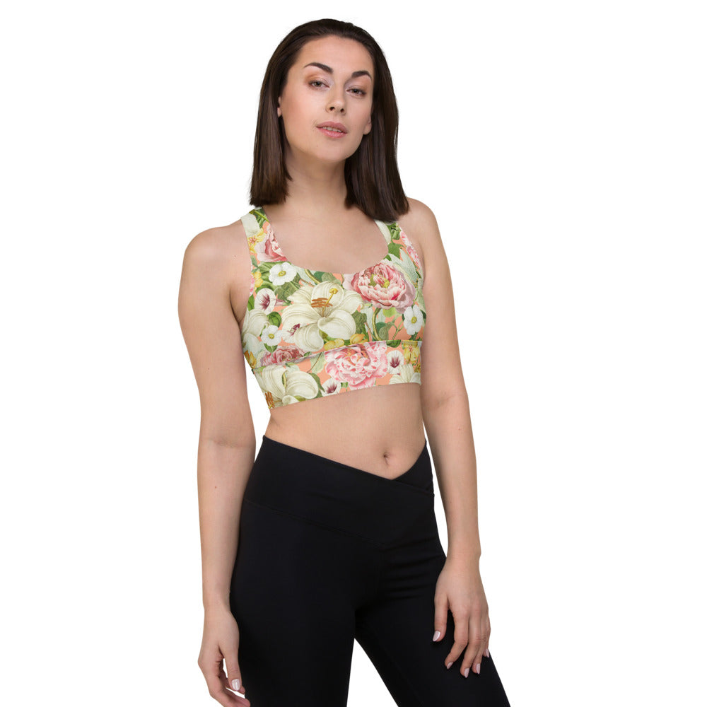 Pink Mandy Floral Longline Sports Bra