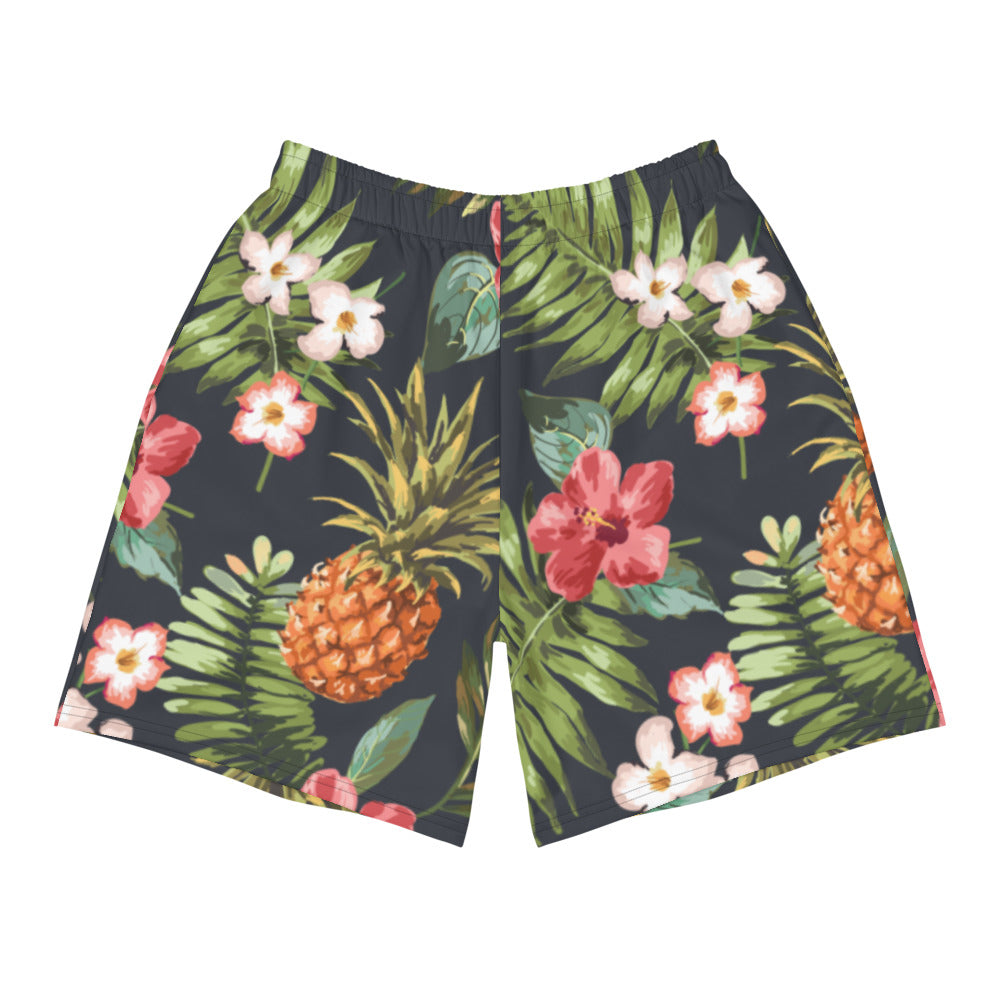 Hawaiian Print Men&#39;s Athletic Long Shorts