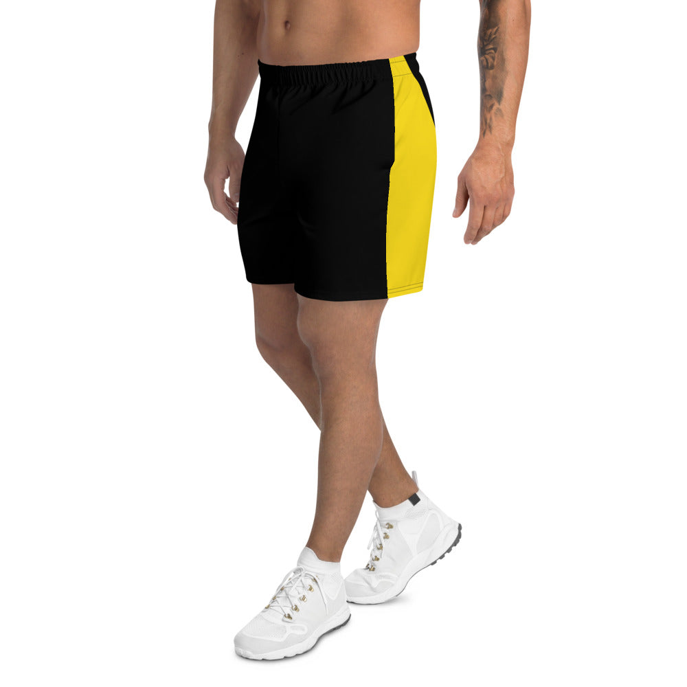 Gold And Black Men's Athletic Long Shorts - Liberty Maniacs