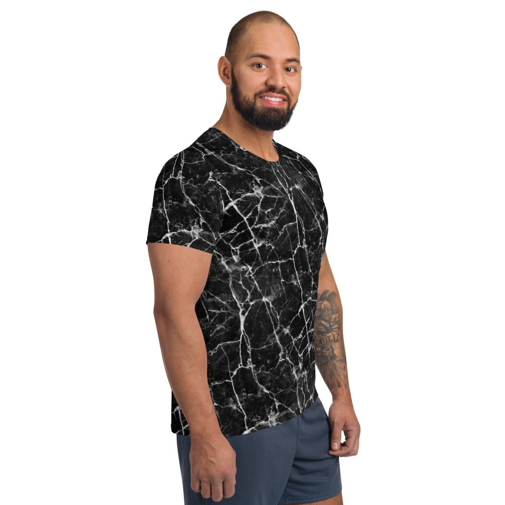 Black Marble Men&#39;s Athletic T-shirt
