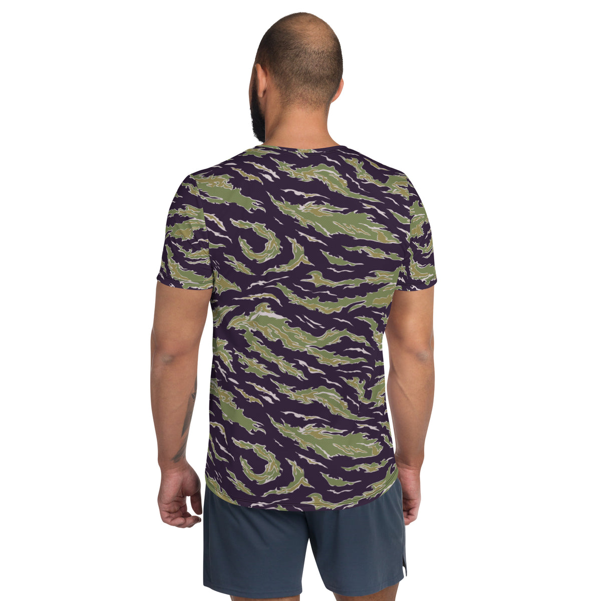 Tiger Stripe Jungle Camouflage Athletic Performance Shorts Sleeve T-Shirt